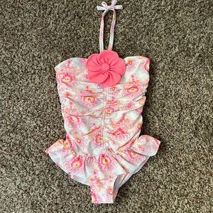 VGUC Jamie & Jack pink paisley halter 1 piece swimsuit size 8